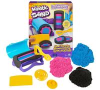 Kinetic Sand,Coffret Slice N' Surprise avec 383 g de Sable de Jeu Noir, Rose et Bleu et 7 Outils, Jouets sensoriels pour Les Enfants à partir de 3 Ans