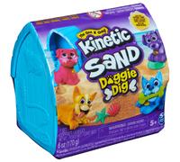 Kinetic Sand , Doggie Dig avec outil multi-usage surprise en forme de chien, 170 g de sable de plage et rangement de sable à modeler (plusieurs modèles disponibles.), jouets sensoriels pour enfants