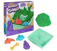 Spin Master Kinetic Sand, Coffret Bac à sable, 454 g de sable vert, bac à sable, 4 moules et outils, jouets sensoriels pour les enfants à partir de 3 ans, Jeu de sable