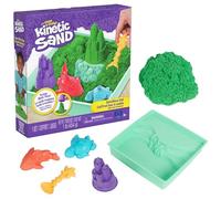 Spin Master Kinetic Sand, Coffret Bac à sable, 454 g de sable vert, bac à sable, 4 moules et outils, jouets sensoriels pour les enfants à partir de 3 ans, Jeu de sable