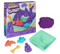 Kinetic Sand Ensemble de bac à Sable, Sable de Jeu Violet de 0,5 kg, Rangement de bac à Sable, 4 moules et Outils, Jouets sensoriels, Cadeaux de Noël pour Enfants à partir de 3 Ans