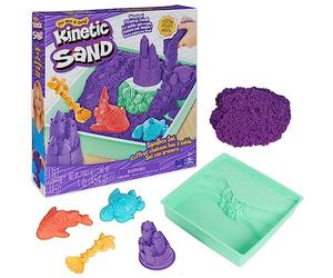 Kinetic Sand Ensemble de bac à Sable, Sable de Jeu Violet de 0,5 kg, Rangement de bac à Sable, 4 moules et Outils, Jouets sensoriels, Cadeaux de Noël pour Enfants à partir de 3 Ans