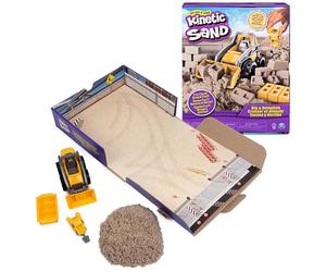 Kinetic Sand Sable Magique - Chantier Creuser Démolir 454 G - Jouet Enfant | Sable Coloré Brun - 1 Véhicule, 2 Outils, 1 Moule À Briques - Chantier De Construction - Jeu Rangement Pratiques - Dès 3 Ans
