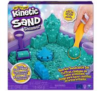 Kinetic Sand |Château de sable Shimmer | Sable cinétique 454 g | Sable magique | Sable coloré pailleté vert | 3 accessoires et bac inclus | Jouets pour enfants et filles 3 ans