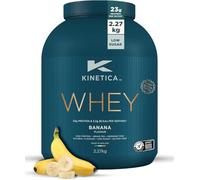 Kinetica Protéine Whey en Poudre, Banane, 23 g de protéines/portions, 76 portions, poudre de protéine de lactosérum de l'UE, sans gluten, convient aux végétariens, pot de 2,27 kg
