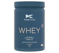 Kinetica Protéine Whey en Poudre, Vanille, 23 g de protéines/portions, 33 portions, poudre de protéine de lactosérum de l'UE, sans gluten, convient aux végétariens, pot de 1kg