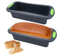 KineticKraft 2 Pièces Moule à Cake Silicone, 28x12x6.5cm, Rectangulaire Gris Foncé, Moule à Pain en Silicone, Antiadhésif, Réutilisable, Pour Gâteaux, Pain, Lasagnes, Brownies, etc.