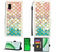 Kinetijy Coque Compatible pour Sharp Aquos Wish Coque Étui Housse Case Support [avec Film Protecteur HD d'une dureté de 9H] [Blocage RFID][Paillettes dorées + Brillantes] LPT-YL