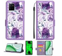 Kinetijy Coque Compatible pour Vivo Y21 Coque Étui Housse Case Support [avec Film Protecteur HD d'une dureté de 9H] [Blocage RFID][Effet Lumineux Sombre] LPT-ZSH