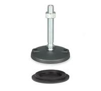 KINETIK MSystem KM.SF12A Pied articulé avec support en caoutchouc dans le plateau de pied réglable en hauteur, nivellable, pivotant, vis filetée mm en acier galvanisé (1, M8 x 45 mm)
