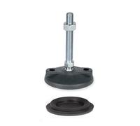 KINETIK MSystem® KM.SF8A Pied réglable avec rotule M14x66 mm Ø 80 mm et Support en Caoutchouc dans Le Plateau de Pied en Hauteur, vis filetée en Acier galvanisé