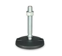 KINETIK MSystem® Pied articulé KM.SF10 M8 Ø 100 mm avec trous de fixation pour fixation au sol, réglable en hauteur, nivellable, pivotant, vis filetée M8 x 25 mm en acier galvanisé (1, M8 x 45 mm)