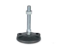 KINETIK MSystem® Pied articulé KM.SF8 M8 - Diamètre : 80 mm - Avec trous de fixation pour fixation au sol - Réglable en hauteur - Nivellement - Orientable - Vis filetée M8 x 25 mm - En acier galvanisé