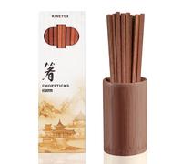 KINETOX Baguette Chinoise 10 Paires Reutilisable Baguette Bois Naturel Baguettes lavables au lave-vaisselle Convient pour les sushis le riz les nouilles et les plats asiatiques Rötlich Braun