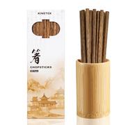 KINETOX Baguette Chinoise 10 Paires Reutilisable Baguette Bois Naturel Baguettes lavables au lave-vaisselle Convient pour les sushis le riz les nouilles et les plats asiatiques Brun Jaune