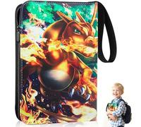 Kinfezlon Classeur Carte pour Pokemon, 50 pages de 400 Cartes, Album pour Pokemon, Album Cartes à collectionner, Porte Cartes en cuir Imperméable Fermeture éclair, un cadeau les garçons et les filles