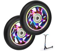 Kinfezlon Lot de 2 roues de rechange pour trottinette Stunt - 100 mm - Pneus 88A - En aluminium - Avec roulements ABEC-9 - Pour la plupart des trottinettes et kickscooter