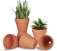 Kinfezlon Lot de 6 Petits Pots en Terre Cuite (10 X 12 cm), Petits Pots en Argile avec Trou de Drainage, Mini Pots Réutilisables et Pratiques pour Chambre, Bureau ou Espace Décoratif