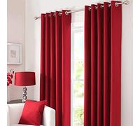 Kinfolk Textile Paire de rideaux occultants et thermiques à œillets avec 2 embrasses Rouge 117 x 137 cm