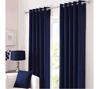 Kinfolk Textile Paire de rideaux occultants thermiques à œillets avec 2 embrasses Bleu marine 168 x 137 cm