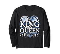 King and Queen Royal Crown Élégant Couple Assorti Manche Longue
