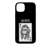 King and Queen Skull Catrina Playing Card Couple Matching Coque pour iPhone 14 Plus