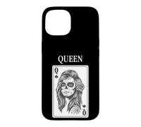 King and Queen Skull Catrina Playing Card Couple Matching Coque pour iPhone 15