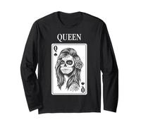 King and Queen Skull Catrina Playing Card Couple Matching Manche Longue