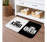 King and Queen Tapis de bain bicolore à séchage rapide, absorbant, antidérapant, lavable toute l'année, en flanelle, 40,6 x 61 cm
