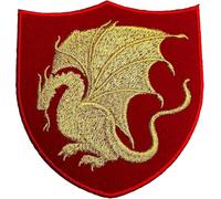 King Arthur Pendragon Patch (4 Inch) Red Velvet + Gold Embroidery Iron/Sew on Applique Embroidered Dragon Emblem Badge Costume Cosplay Cloak Robe Jacket