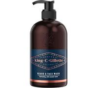 King C. Gillette Kit de barbe pour homme - Nettoyant visage et barbe - 2 paquets de 350 ml - Soin de la barbe - Fraîcheur et nettoyage - Idée cadeau pour homme