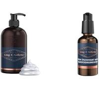 King C. Gillette Nettoyant Pour La Barbe Et Le Visage, 350 ml, À L’Eau De Coco, L’Huile D’Argan + Sérum Éppaissisant Barbe,50 ml, Formulé À Base De Complexe De Vitamine B Et De Caféine