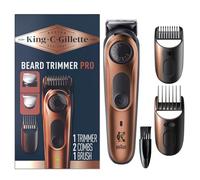 King C. Gillette Tondeuse à barbe Pro avec 40 réglages de longueur de barbe par incréments précis de 0,5 mm, design sans fil & 1 tondeuse, 1 brosse, 2 peignes, 1 chargeur et 1 poche zippée