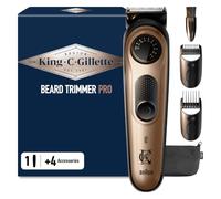 King C. Gillette Tondeuse Barbe Homme pro sans Fil, 4 Sabots Interchangeables De La Tondeuse Electrique Et Lames en Métal, 40 Réglages, Coffret avec Brosse De Nettoyage, Chargeur, Pochette Zippée
