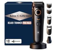 King C. Gillette Tondeuse Barbe Homme Pro Max, Electrique, Noire - Etanche, sans Fil, Lames Inusables, 40 Réglages, Coffret avec 4 Sabots Interchangeables, Jusqu’à 120 mins d’Autonomie