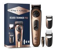 King C. Gillette Tondeuse Barbe Homme PRO Sans Fil, 4 Sabots Interchangeables De La Tondeuse Electrique Et Lames En Métal, 40 Réglages, Coffret Avec Brosse De Nettoyage, Chargeur, Pochette Zippée