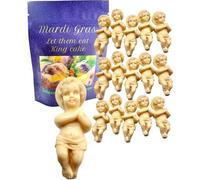 King Cake Babies Lot de 20 figurines de bébé Jésus dans un sac souvenir refermable sur le thème de Mardi Gras de la Nouvelle-Orléans