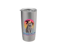 King Cat British Shorthair Vintage 80s Funny Kitten Cats Gobelet isotherme en acier inoxydable double paroi