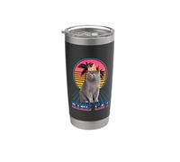 King Cat British Shorthair Vintage 80s Funny Kitten Cats Gobelet isotherme en acier inoxydable double paroi