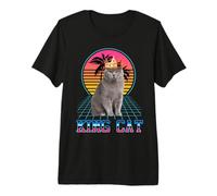King Cat British Shorthair Vintage 80s Funny Kitten Cats T-Shirt Haut de Gamme