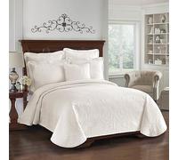 King Charles Historic Charleston Modern Farmhouse Floral Matelasse Coverlet, 100% Cotton Breathable Bedding, Full/Queen, Ivory