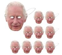 King Charles III Coronation Face Cover - 10 Pack royalCelebrity Party , Jubilee royalHeadgear Set | Masque de visage de cosplay, accessoire de costume de déguise pour la célébration du couronnem