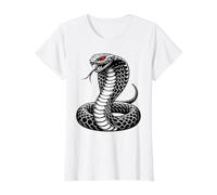 King Cobra Snake x Snake Snake Cobra Blackwork T-Shirt Graphique avec Valeur, Femme, Blanc, XL