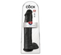King Cock 15 - gode métis ventouse, testicules (38cm) - noir