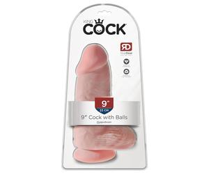 King Cock 9 Chubby - ventouse, testicule, dildo (23cm) - naturel