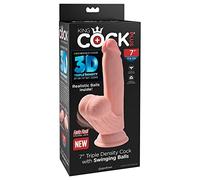 King Cock Gode Triple Densité avec Testicules qui Pendent, Chair, 21 cm, 1 Unité