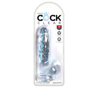 King Cock - godemichet réalisme avec ventouse et testicules - 15cm transparent