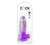 King Cock King Cock Clear 7" with Balls - Purple Clear/Purple 7 Pounces