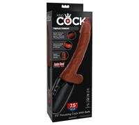 King Cock Plus - gode vibrant réaliste avec testicules 19 cm - marron