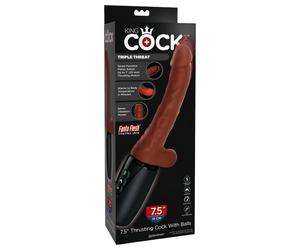 King Cock Plus - gode vibrant réaliste avec testicules 19 cm - marron